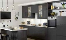 Howdens  Discontinued  Clerkenwell Gloss Graphite Kitchen Range