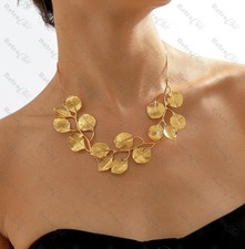 Zara Dup GOLDEN LEAVES collar BIG NECKLACE bold choker GOLD CHAIN laurel LEAF