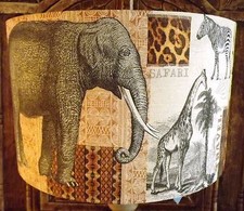 Shabby Chic Lamp Shade,lampshade African Safari Elephant Free Gift 