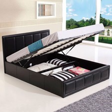 STORAGE BED OTTOMAN GAS LIFT DOUBLE KING SIZE LEATHER BEDS MEMORY FOAM MATTRESS