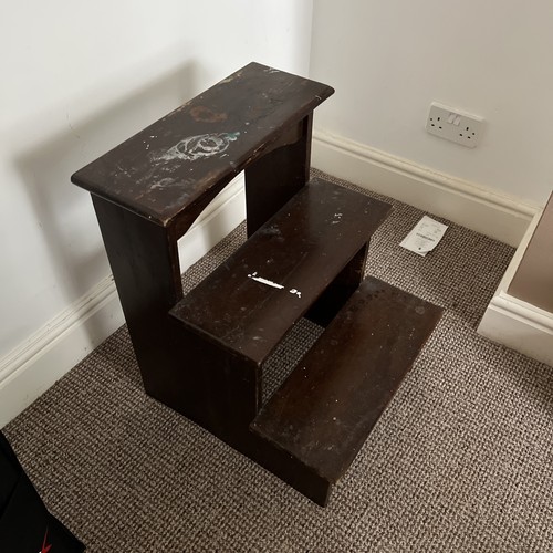 Vintage mahogany wooden step - 3,