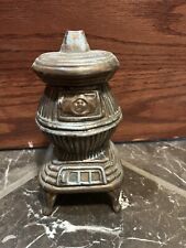 Vintage Metal Copper Finish Pot Belly Stove Coin Piggy Bank 6" Tall