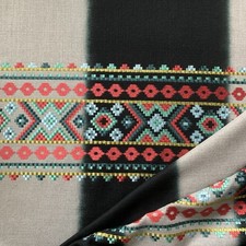 Harlequin Curtain Fabric BORA EMBROIDERED ~ 1.3m ~ Paprika/Lagoon/Kiwi Stripe