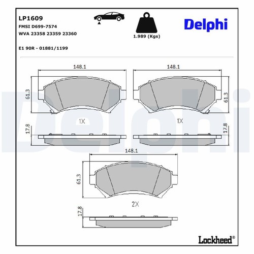 Lp1609 brake pad set - lp1609, disc