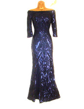 Quiz Navy Sequin Ballgown