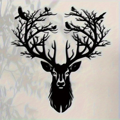 Large metal deer - metal, tree
