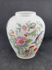 Aynsley Pembroke Flower Vase Bone China Floral Bird Design 6.25" 16cm Vintage