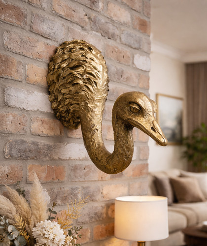 Gold ostrich head wall - head,