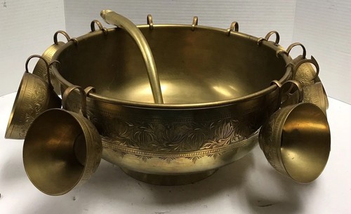 Vintage brass punch bowl - brass,