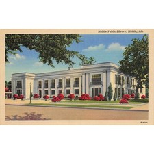 Postcard Mobile Public Library, Mobile, Ala. Vintage Linen Unposted 1930-1950