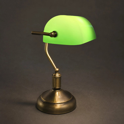 Vintage green glass - desk, lamp