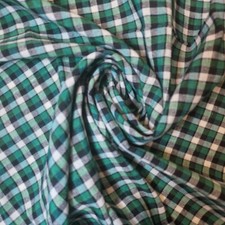 *Clearance* Luxury Gingham Check 100% Cotton Linen Woven Material Fabric 44"