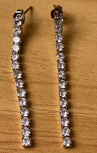 Tennis drop silver tone - silver, cubic