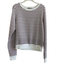 Wildfox Maroon White Striped Sweatshirt Size XS Coastal Nautical Casual Baggy