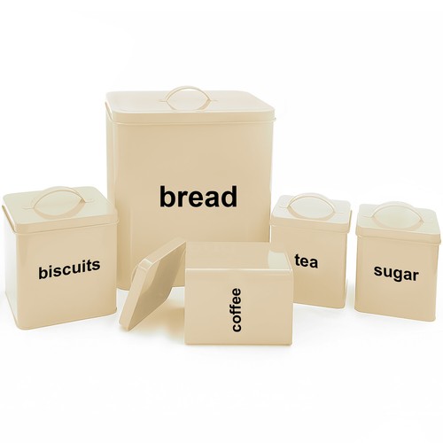5pc cream metal bread bin - 5pc,