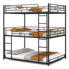 COSTWAY Metal Triple Bunk Bed Double Over Double Over Double Bunk Bed-Black