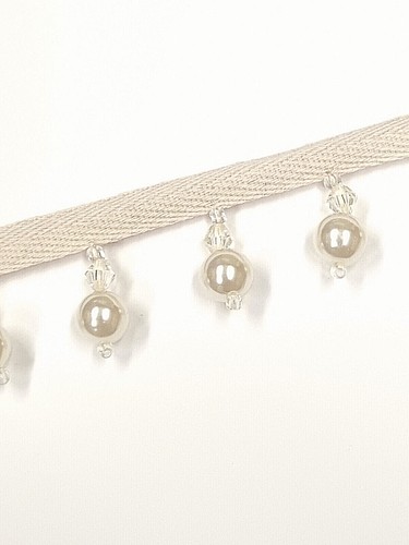 Cream beaded pearl tassel - pearl,