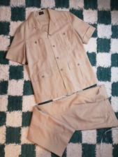 John Raines Vintage Mens Safari Suit 1970s Ch42 W36 Beige
