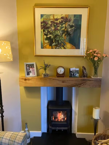 Oak mantel fireplace - mantel,