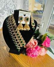 New Indian Pakistani Bollywood Bridal Jewellery Choker Earrings Tikka Set