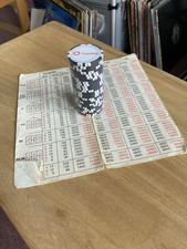 A 20 Piece Stack Of Promotional Casino Chips & Table Maximum Roulette Card