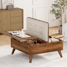 Storage ottoman coffee table with lift top, modern square coffee table