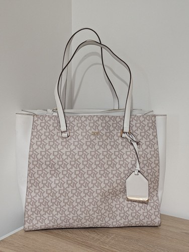 Dkny white monogram tote - white,