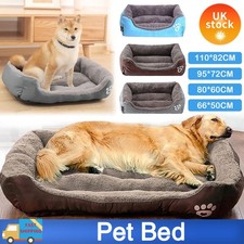 Dog Bed Cat Beds Soft Washable Fleece Puppy Cushion Warm Pet Basket Large Dog UK
