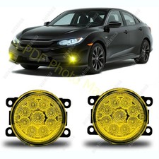 LED Fog Light For Honda Civic 2016-20 Front Bumper Lamps Yellow Lens Fog Lights