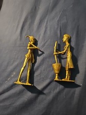 Vintage Brass Figures Of African Woman And Man 