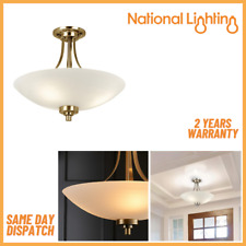 E27 LED Ceiling Light Dimmable Semi Flush Antique Brass Light with Painted Shade