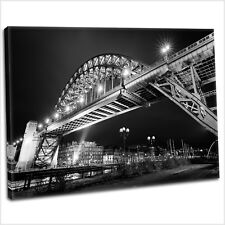 Newcastle Tyne Bridge At Night Canvas Print Framed Photography Wall Art Picture