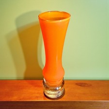 Swedish Vintage Retro Orange Glass Vase 15cm Tall 60s Vibe Scandinavian Design