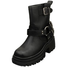 Buffalo Bravr Biker Lo Vegan Womens Ankle Boots in Black - 4 UK
