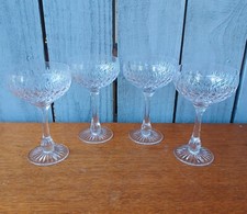 Set of 4 Vintage Tudor England Hand Cut Crystal Wine Champagne Cocktail Glasses 