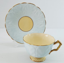 Vintage Aynsley  Crocus Pastel Blue Gold Tea Cup & Saucer English Bone China