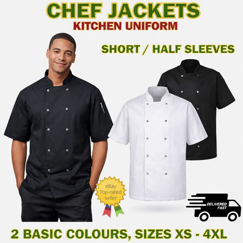 Chefs jacket unisex short half - chefs,