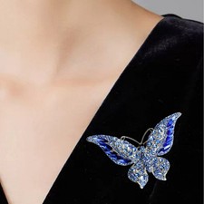  Vintage Crystal Large Butterfly Brooch Ladies Brooch Coat Accessories LI