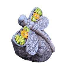 Solar Light Dragonfly Sculpture Resin Garden Statue for Courtyard Decor