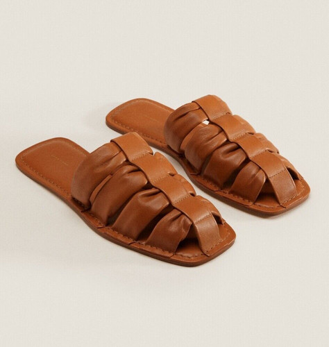 New zara brown leather - leather, mule