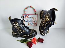New Limited edition Dr Martens 1460 Midas gold studded black boots UK4 EU37 US6