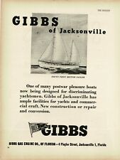 1944 GIBBS Gas Engine Co. Jacksonville FL 50' motor sailer Vintage Print Ad