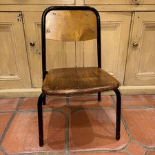 Child's Vintage Infant School Chair Wood Metal Retro 60s Stacking MCM (FR)