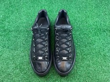 Balenciaga Arena Black Men 12 45 Leather Low Top Sneakers Shoes Lace Up