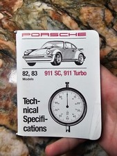 Porsche 82 83 Models 911 SC 911 Turbo Technical Specifications 1987 1st Edition