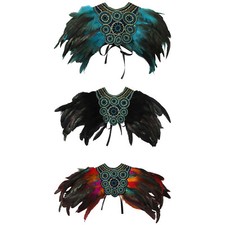 Spliced Feather Cape Double-sided Self-tied Ribbons Costume Accessory Stage Show