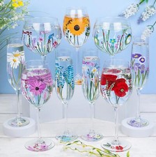 Shudehill Giftware East West My Favourite Glass Floral Hand Painted Wine Glass