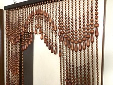 Vintage Showa Retro Beaded Curtain Noren Arch Antique Wooden Sudare Japan Rare
