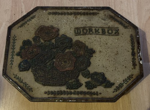 Vintage workbox empty tin with - empty,