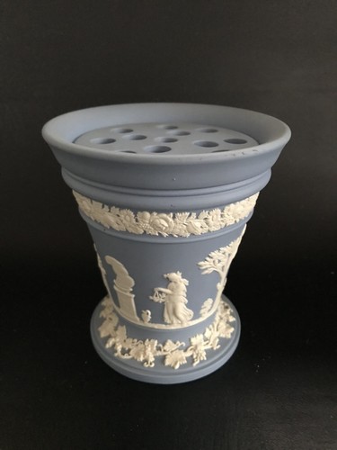 Wedgwood blue jasperware vase - wedgwood,
